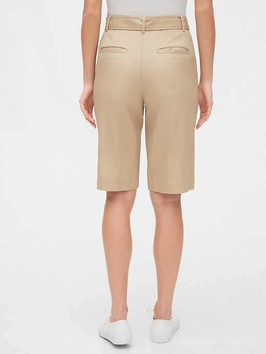 2 of 8 showing, with the color beige sand of product High Rise Belted Bermuda Shorts