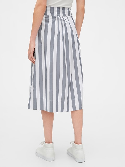 2 of 8 showing, with the color blue & white stripe of product Tie-Belt Button-Front Stripe Midi Skirt