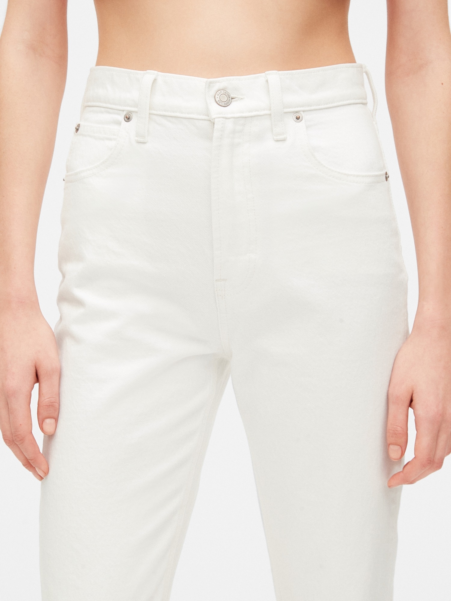 white high rise mom jeans
