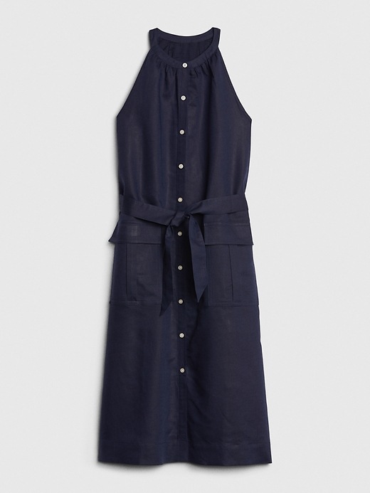 Image number 6 showing, Halter-Neck Shirtdress in Cotton-Linen