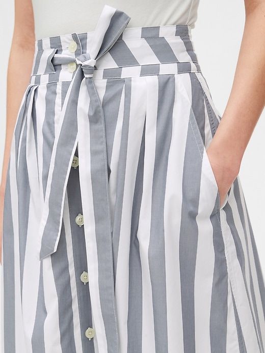 Image number 5 showing, Tie-Belt Button-Front Stripe Midi Skirt