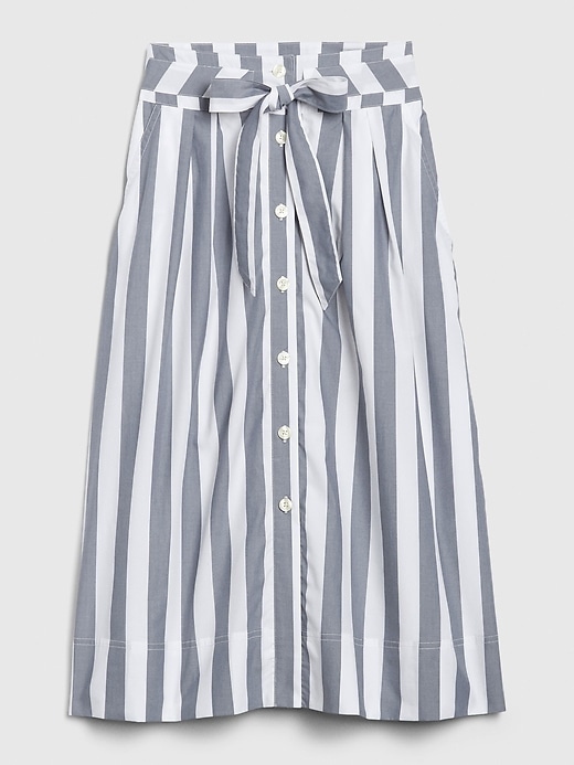 Image number 6 showing, Tie-Belt Button-Front Stripe Midi Skirt