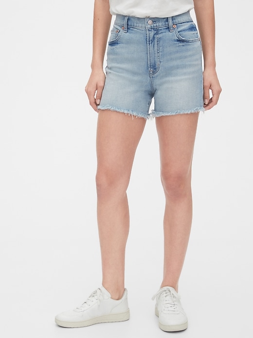 Image number 5 showing, 4" High Rise Denim Shorts With Raw Hem