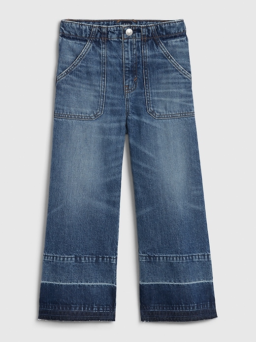 Image number 1 showing, Kids High Rise Utility Wide Leg Jeans