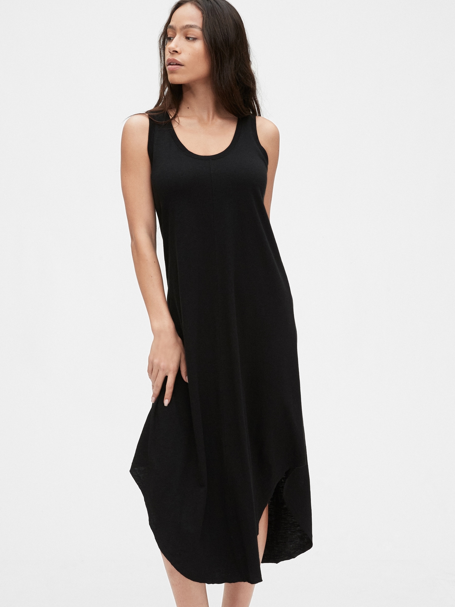 black jersey dress midi