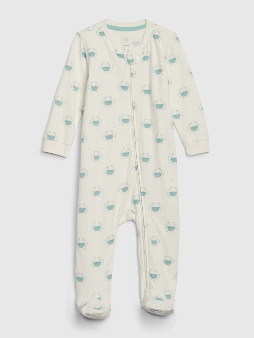 1 of 8 showing, with the color ivory frost of product Baby Organic Footed One-Piece