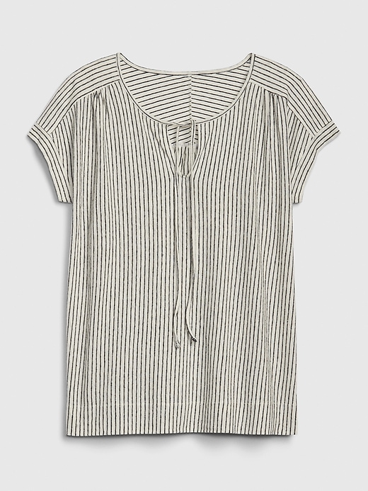 2 of 8 showing, with the color black stripe of product Tie-Front Short Sleeve T-Shirt