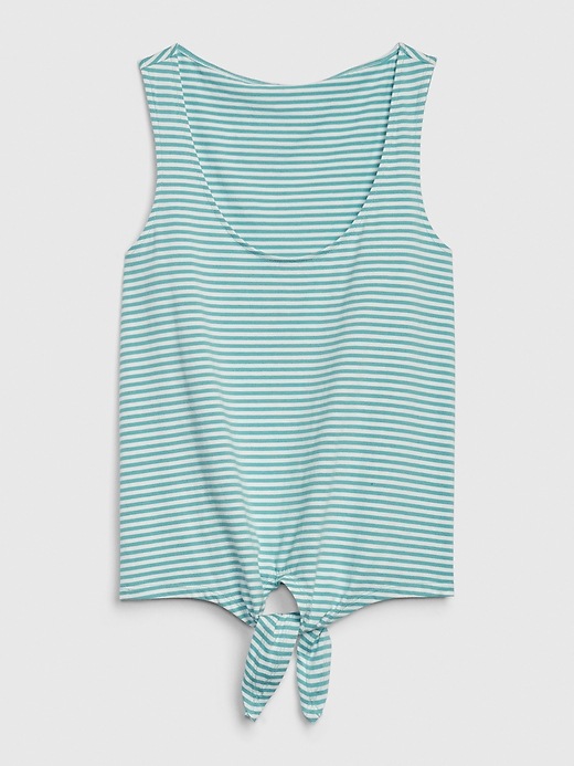 2 of 8 showing, with the color aqua blue stripe of product Tie-Front Tank Top