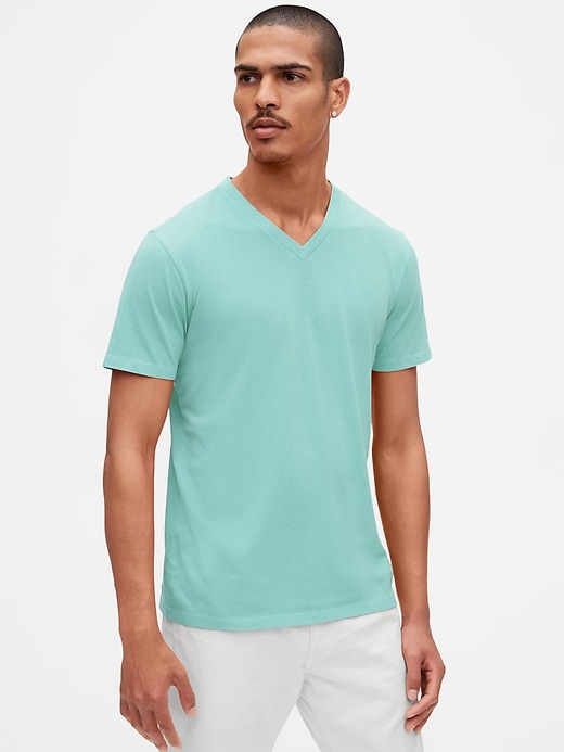 1 of 8 showing, with the color aqua haze of product Classic V-Neck T-Shirt