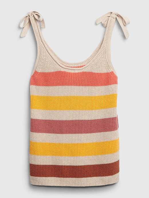 2 of 8 showing, with the color yellow & brown rust multi stripe of product Tie Strap Tank Top