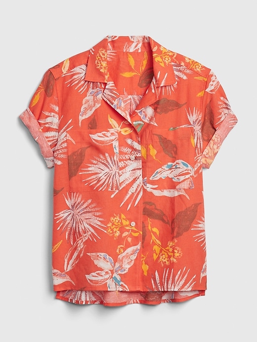 Image number 2 showing, Print Shirt in Linen-Cotton