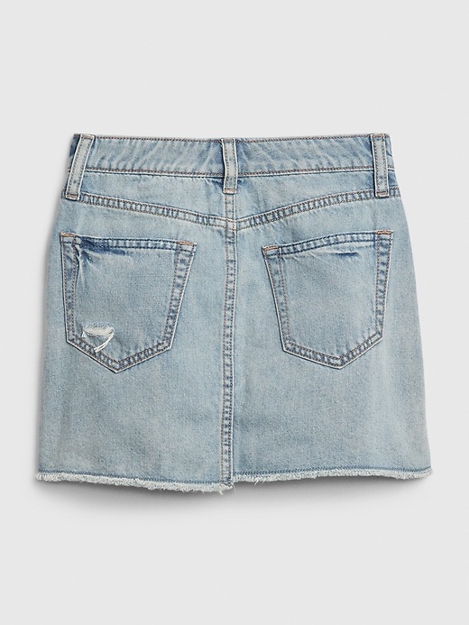 2 of 8 showing, with the color light denim of product Kids High-Rise Destructed Denim Skirt