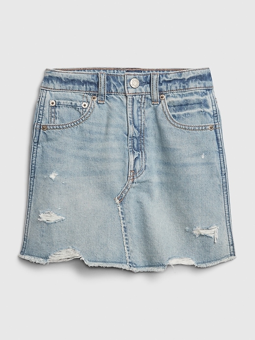 Image number 1 showing, Kids High-Rise Destructed Denim Skirt