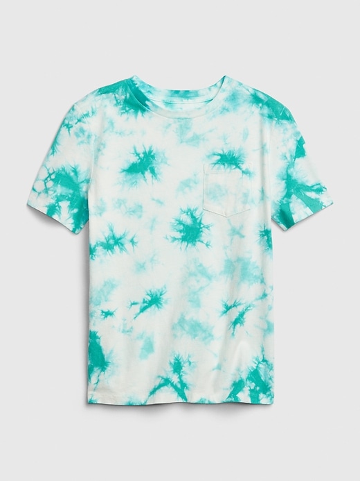 1 of 8 showing, with the color tie dye turqoise powder of product Kids Pocket T-Shirt