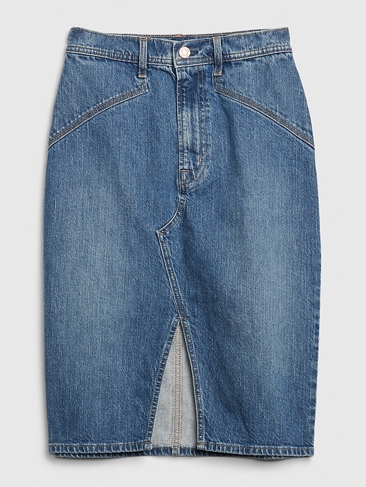 2 of 8 showing, with the color medium wash of product Denim Pencil Skirt with Washwell™