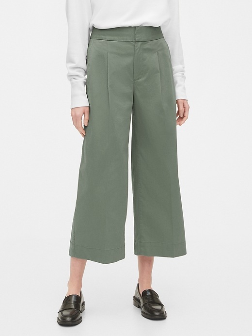High Rise Wide-Leg Khaki Pants with 