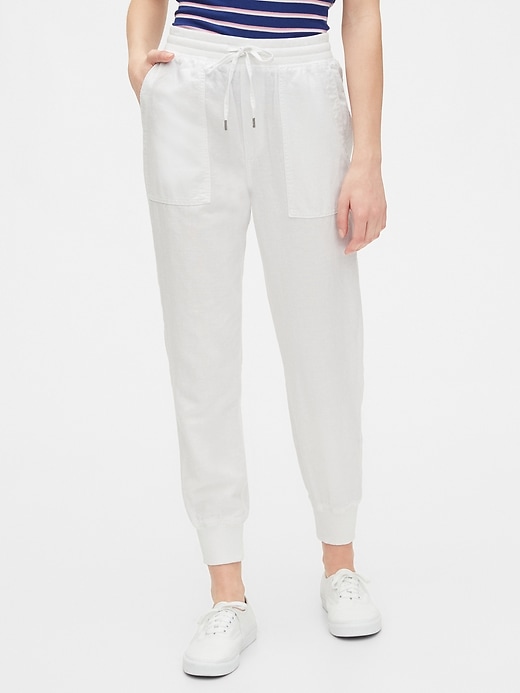 1 of 8 showing, with the color fresh white of product Utility Joggers in Linen-Cotton
