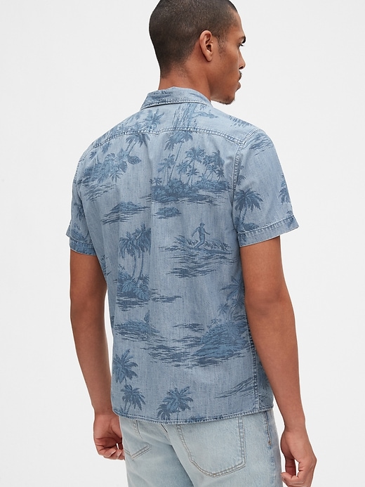 2 of 8 showing, with the color surfside blue of product Print Denim Shirt