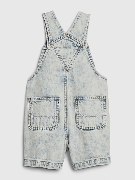 2 of 8 showing, with the color light wash indigo of product Baby Denim Shortalls