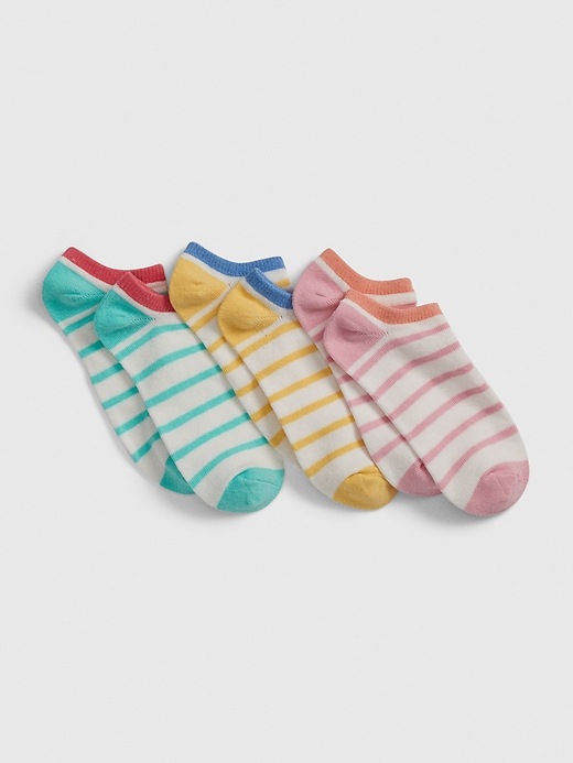 View large product image 1 of 1. Kids Fun Striped No-Show Socks (3-Pack)