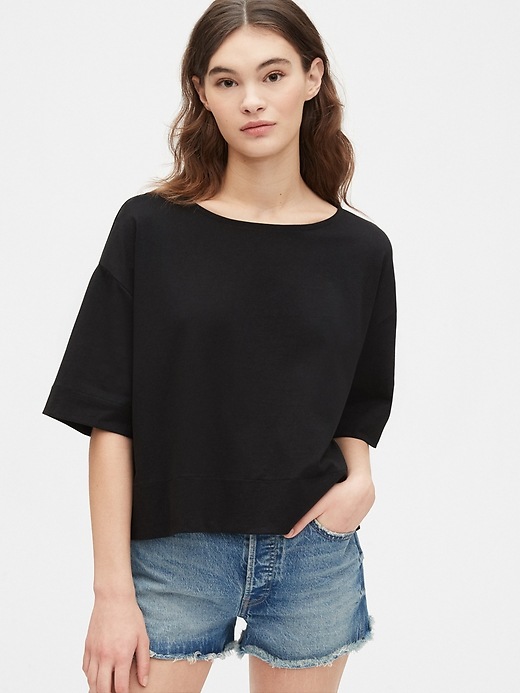 Image number 1 showing, Tie-Back Cropped T-Shirt