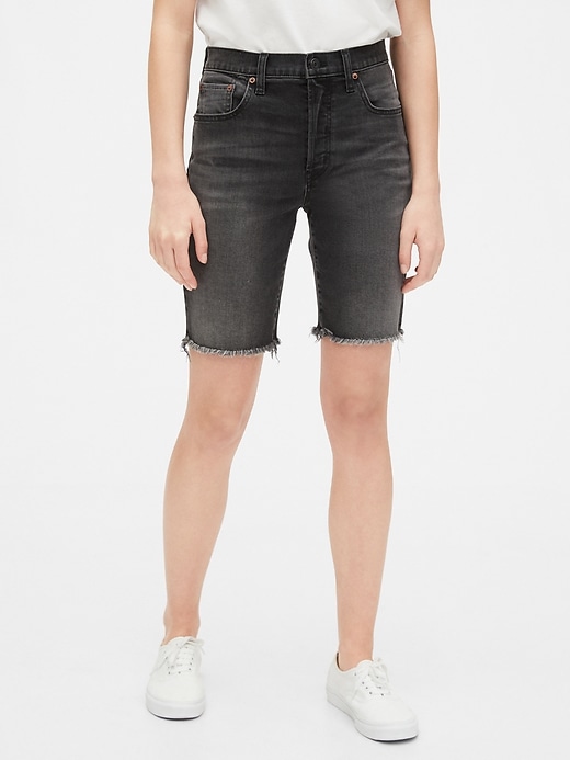 Image number 1 showing, High Rise Bermuda Denim Shorts