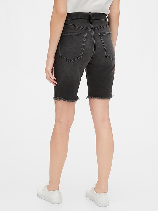 2 of 8 showing, with the color washed black of product High Rise Bermuda Denim Shorts