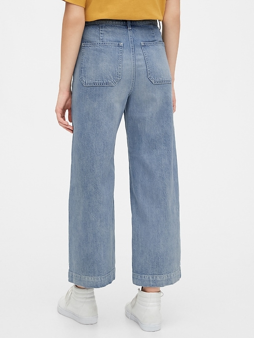2 of 8 showing, with the color light indigo of product Sky-High Wide-Leg Jeans