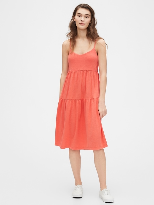 View large product image 1 of 1. Tiered Cami Midi Dress in Modal-Cotton