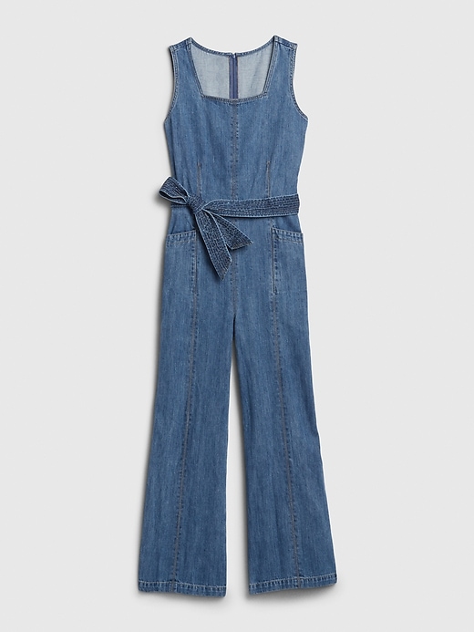 Image number 5 showing, Squareneck Wide-Leg Denim Jumpsuit