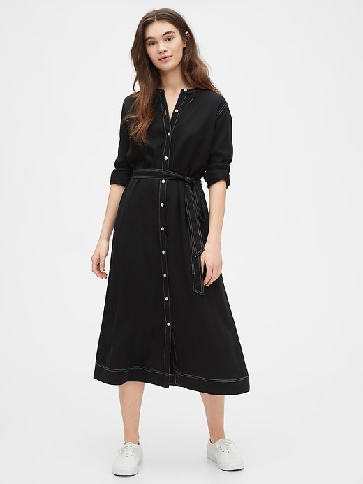 Image number 1 showing, Button Front Midi Shirtdress in TENCEL&#153