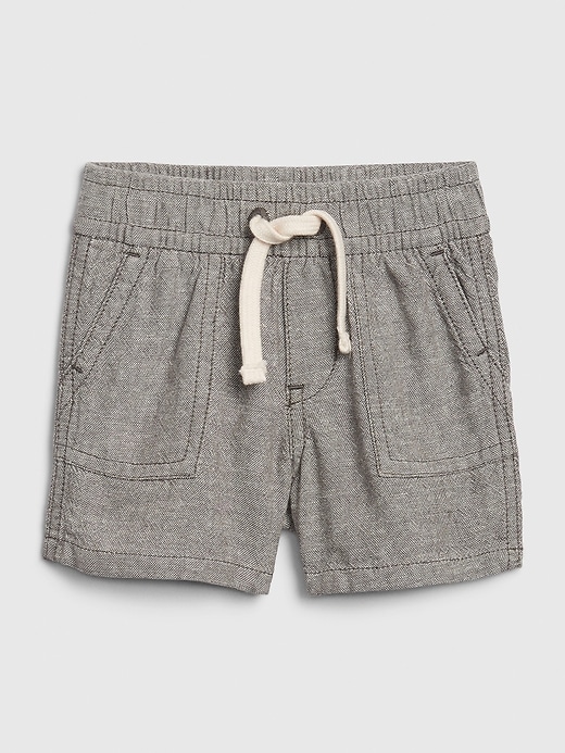 1 of 8 showing, with the color shark fin of product Baby Pull-On Linen Shorts