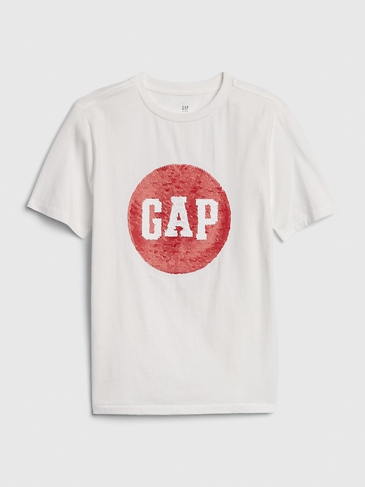 1 of 8 showing, with the color new off white of product Kids Flippy Sequin T-Shirt