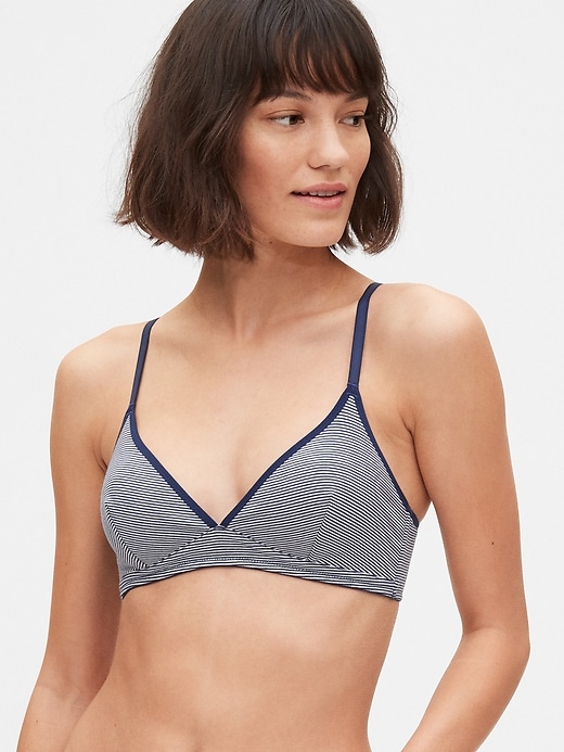 1 of 8 showing, with the color blue & white stripe of product Triangle Bralette