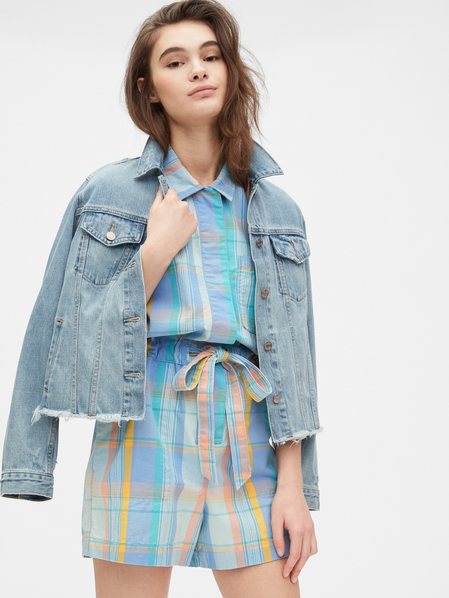 Женские комбинезоны Gap Short Sleeve Plaid Romper — фото 3