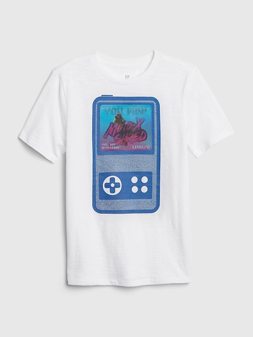 2 of 8 showing, with the color optic white of product Kids Hologram Graphic T-Shirt