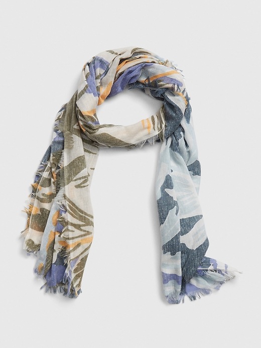 1 of 8 showing, with the color navy blue print of product Oblong  Scarf