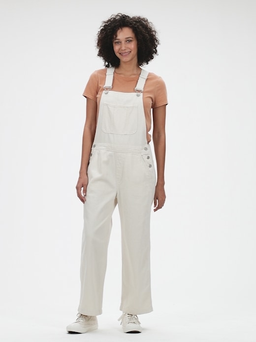 white wide leg overalls