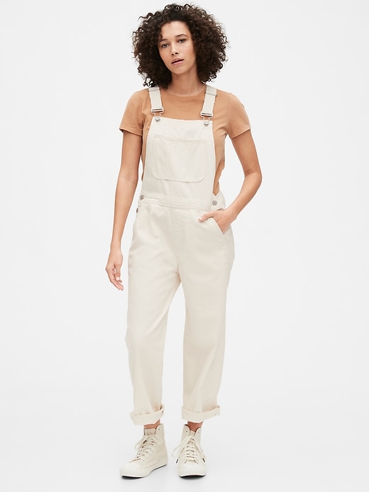 Image number 1 showing, Wide-Leg Denim Overalls