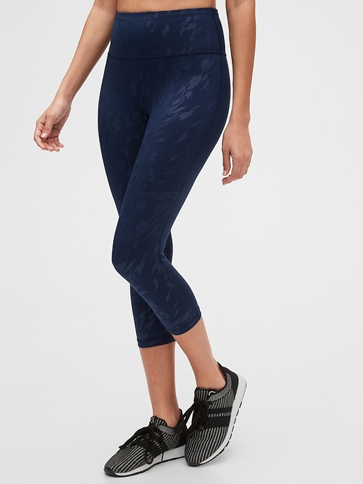 1 of 8 showing, with the color navy print of product GapFit High Rise Capris in Eclipse