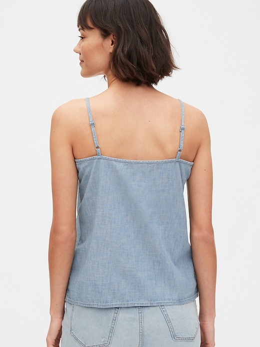 2 of 8 showing, with the color light indigo of product Pintuck Cami with Washwell™