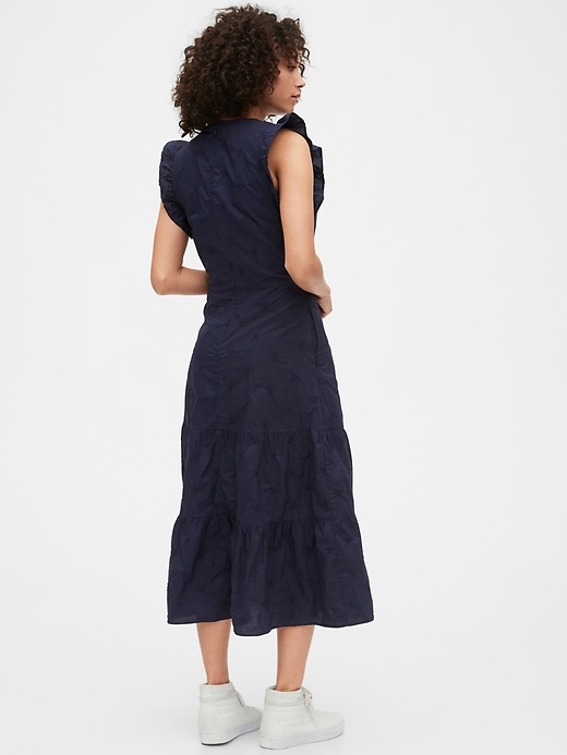 gap flutter midi dress New GAP Flutter Sleeve Midi Dress Blue White Stripe NWT $89 Size SMALL Midi