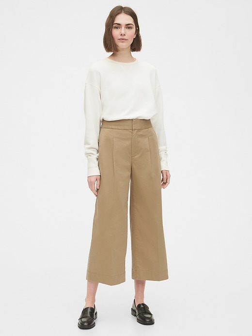 Image number 1 showing, High Rise Wide-Leg Khakis with Washwell