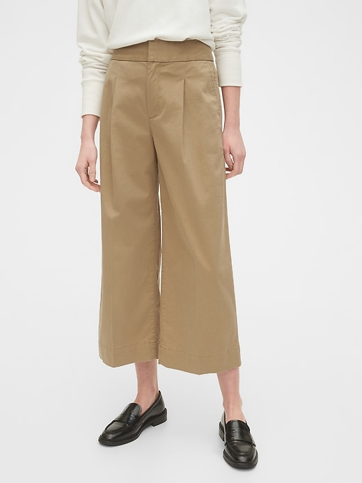High Rise Wide-Leg Khaki Pants With Washwell™ | Gap