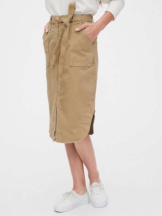 Image number 3 showing, Khaki Shirttail Midi Skirt