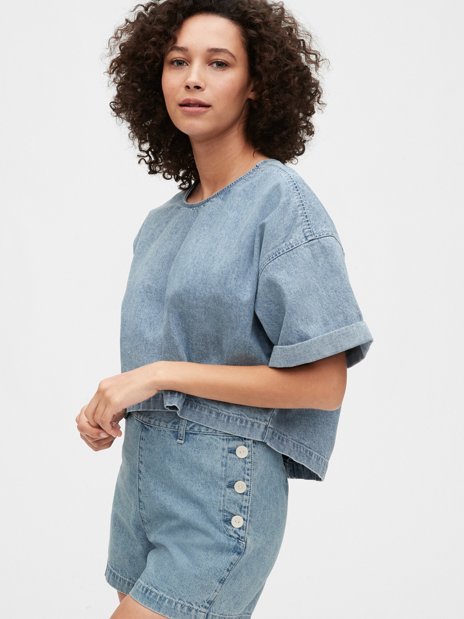 レビュー高評価のおせち贈り物 Button Back Gap | Shirt Denim トップス