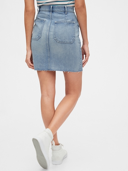 2 of 8 showing, with the color medium wash of product Fold Over Pocket Denim Skirt