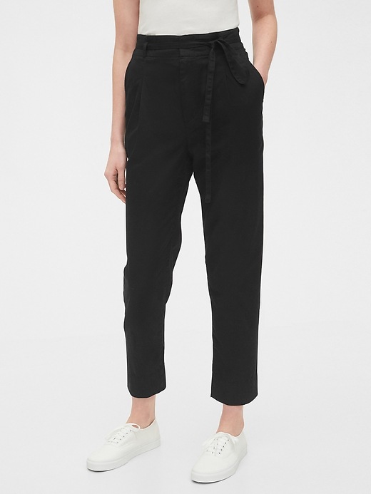 1 of 8 showing, with the color true black of product Paperbag-Waist Khaki Pants