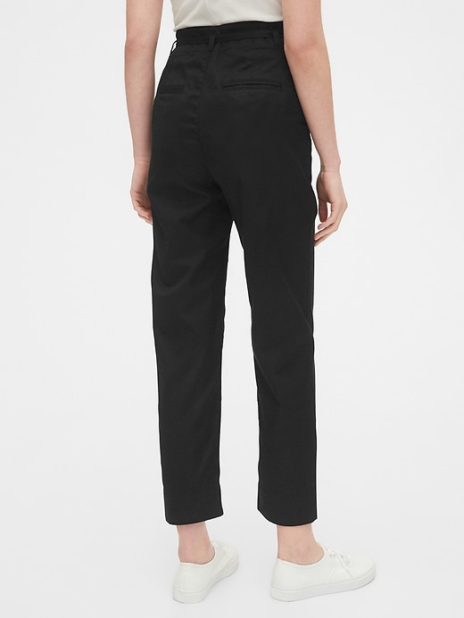 2 of 8 showing, with the color true black of product Paperbag-Waist Khaki Pants