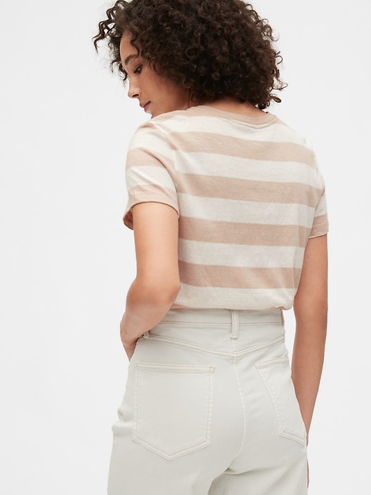 2 of 8 showing, with the color light brown & white stripe of product Shrunken Striped T-Shirt